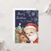 Merry Christmas from Santa & Flat Christmas Card Karte (Vorderseite/Rückseite Beispiel)