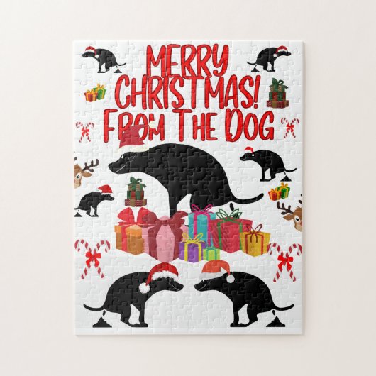Merry Christmas from the Pooping Dog - Funny Holid Puzzle (Vertikal)