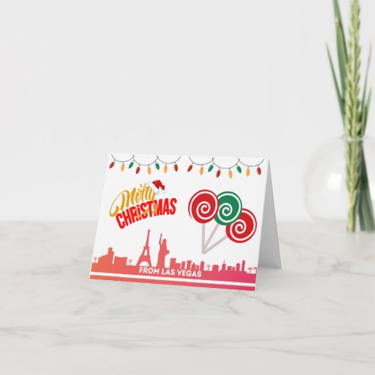 Merry Christmas from Vegas Cards Dankeskarte (Vorderseite)