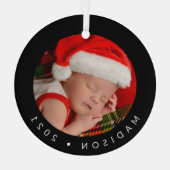MERRY CHRISTMAS Fügen Sie Ihr Foto Glas Ornament (Rückseite)