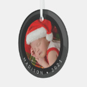 MERRY CHRISTMAS Fügen Sie Ihr Foto Glas Ornament (Vorderseite links)