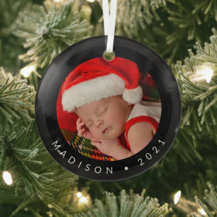 MERRY CHRISTMAS Fügen Sie Ihr Foto Glas Ornament Ornament Aus Glas