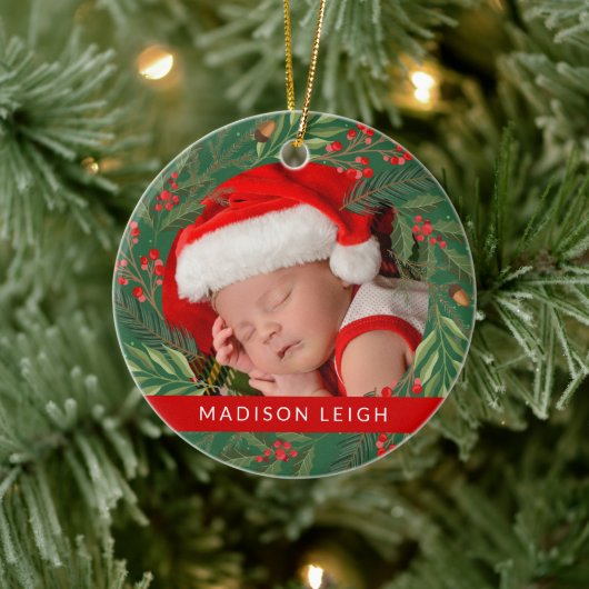 MERRY CHRISTMAS Fügen Sie Ihr Foto Keramik Ornamen Ornament (Baum)