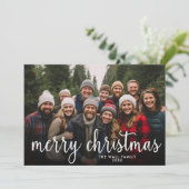 Merry Christmas Full Photo Simple Script - Blue Feiertagskarte (Stehend Vorderseite)