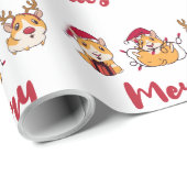 Merry Christmas Fun Guinea Pigs Red Hats Holiday Geschenkpapier (Rolleneckpunkt)