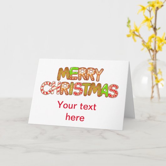 Merry Christmas Fun Text Wörter Custom Text Karte (Gelbe Blume)