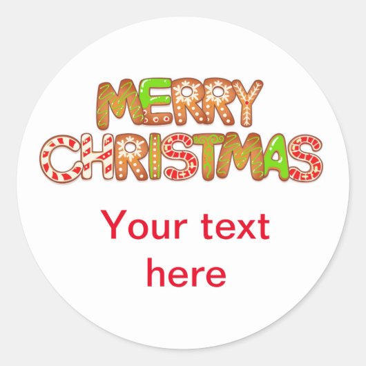 Merry Christmas Fun Text Wörter Custom Text Runder Aufkleber (Vorderseite)