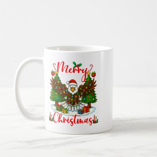 Merry Christmas Funny Bald Eagle Lover Xmas Lights Kaffeetasse (Links)
