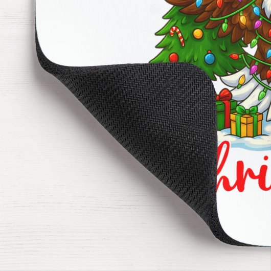 Merry Christmas Funny Bald Eagle Lover Xmas Lights Mousepad (Ecke)