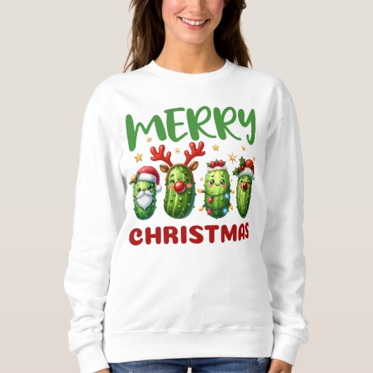 Merry Christmas Funny Holiday Pun Adorable Pickle Sweatshirt (Vorderseite)