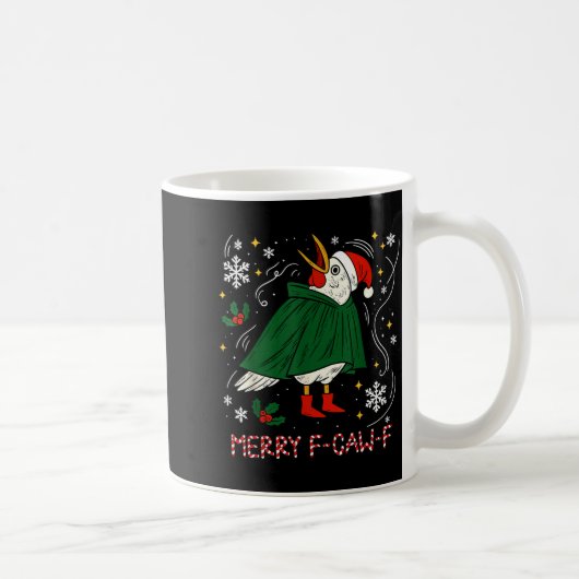 Merry Christmas Funny Raven Bird F-caw-f Xmas Holi Kaffeetasse (Rechts)