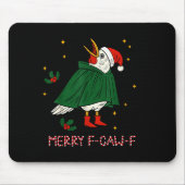 Merry Christmas Funny Raven Bird F-caw-f Xmas Holi Mousepad (Vorne)