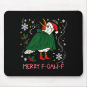 Merry Christmas Funny Raven Bird F-caw-f Xmas Holi Mousepad (Vorne)