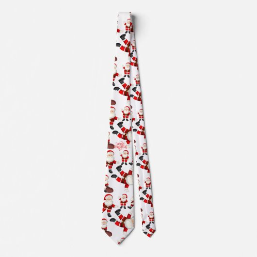 "Merry Christmas" Funny Santa Art Pattern Tie Krawatte (Vorderseite)