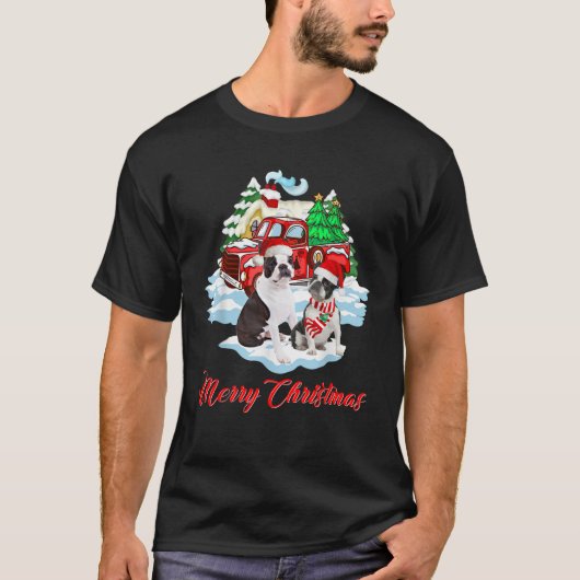 Merry Christmas Funny Santa Boston Terrier Dog Chr T-Shirt (Vorderseite)