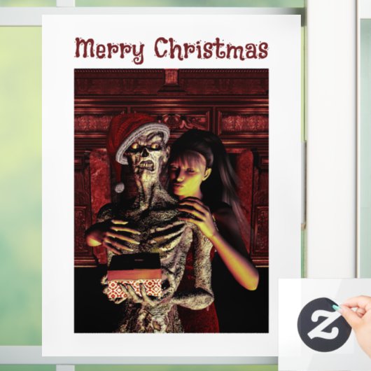 Merry Christmas. Funny skeleton Window Cling Fensteraufkleber (Zuhause)
