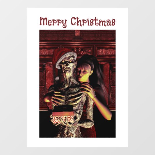 Merry Christmas. Funny skeleton Window Cling Fensteraufkleber (Blatt)