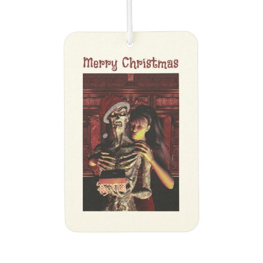 Merry Christmas. Funny skeleton with woman Autolufterfrischer (Vorderseite)