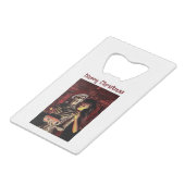 Merry Christmas. Funny skeleton with woman Geldbeutel Flaschenöffner (Rückseite Schrägansicht)