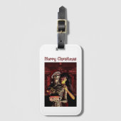 Merry Christmas. Funny skeleton with woman Gepäckanhänger (Vorderseite Vertikal)