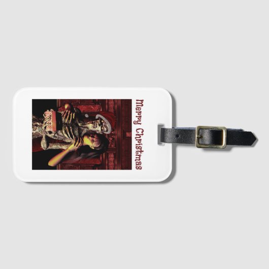 Merry Christmas. Funny skeleton with woman Gepäckanhänger (Vorderseite (Horizontal))