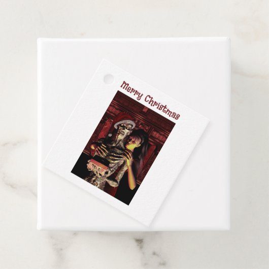 Merry Christmas. Funny skeleton with woman Geschenkanhänger (Beispiel)