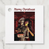 Merry Christmas. Funny skeleton with woman Geschenkanhänger (Vorderseite)