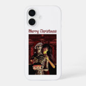 Merry Christmas. Funny skeleton with woman iPhone 16 Hülle (Rückseite)