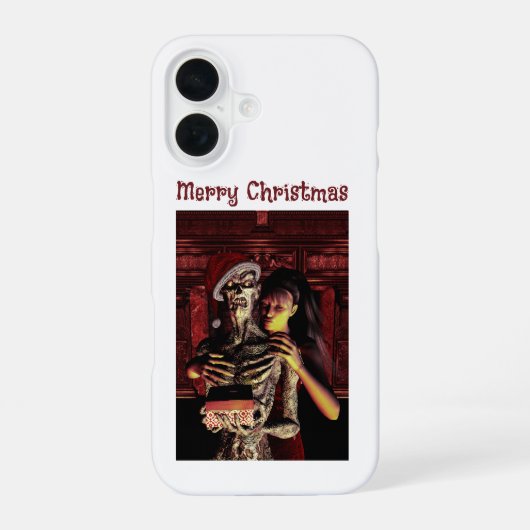Merry Christmas. Funny skeleton with woman iPhone 16 Hülle (Rückseite)