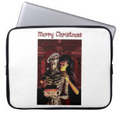Merry Christmas. Funny skeleton with woman Laptopschutzhülle (Vorderseite)