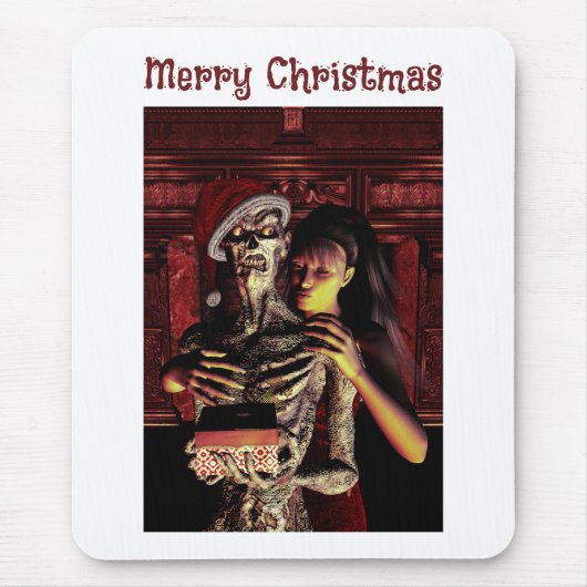 Merry Christmas. Funny skeleton with woman Mousepad (Vorne)