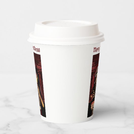 Merry Christmas. Funny skeleton with woman Pappbecher (Links)