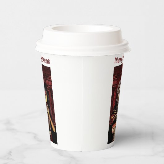 Merry Christmas. Funny skeleton with woman Pappbecher (Rechts)