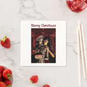 Merry Christmas. Funny skeleton with woman Serviette (Beispiel)