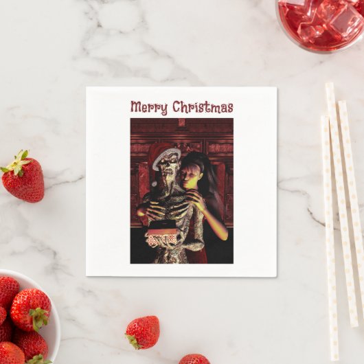 Merry Christmas. Funny skeleton with woman Serviette (Beispiel)
