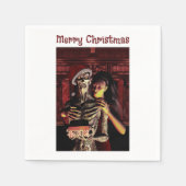 Merry Christmas. Funny skeleton with woman Serviette (Vorderseite)