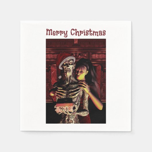 Merry Christmas. Funny skeleton with woman Serviette (Vorderseite)