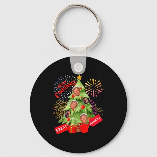 Merry Christmas Funny Trump Great America Xmas Tre Schlüsselanhänger (Vorderseite)