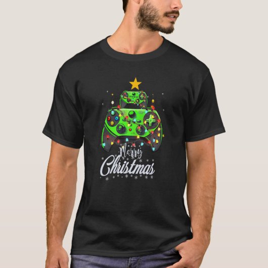 Merry Christmas Game Controller Tree Kid Adult Lig T-Shirt (Vorderseite)