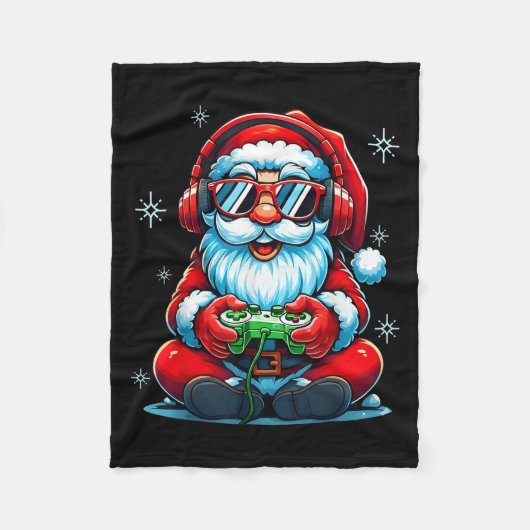 Merry Christmas Gamer Boys Mens Video Game Santa C Fleecedecke (Vorderseite)