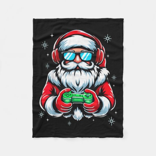 Merry Christmas Gamer Boys Mens Video Game Santa C Fleecedecke (Vorderseite)