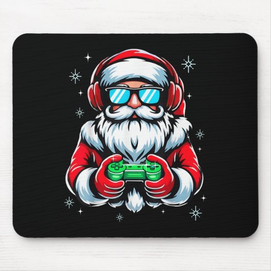 Merry Christmas Gamer Boys Mens Video Game Santa C Mousepad (Vorne)