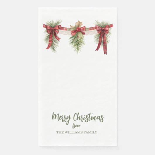 Merry Christmas Garland Paper Guest Towels Serviette (Vorderseite)