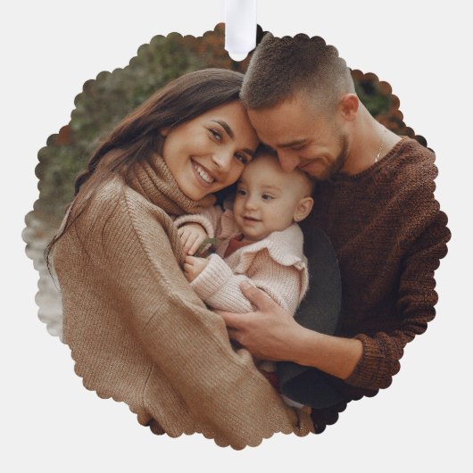 Merry Christmas Garland Wreath Monogram & Photo Ornament Karte (Rückseite)