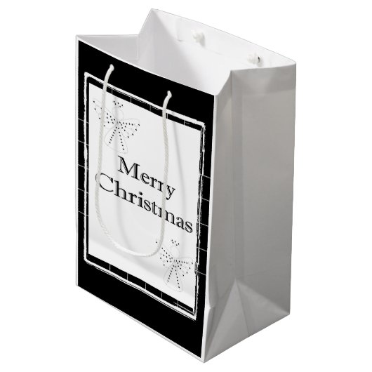 Merry Christmas Gift Bags Mittlere Geschenktüte (Vorderseite Schrägansicht)