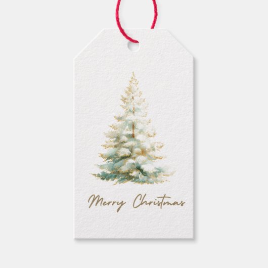 Merry Christmas Gift Tag | Elegant Christmas Tree Geschenkanhänger (Vorderseite)