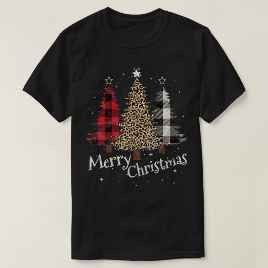 Merry Christmas Gift Three Xmas Trees Buffalo Plai T-Shirt (Design vorne)