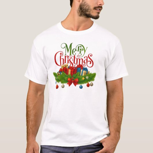 Merry Christmas Gifts & Garland Holiday Tee. T-Shirt (Vorderseite)