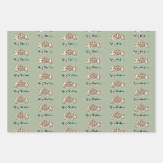 Merry Christmas Gingerbread Cookies Geschenkpapier Set (Vorderseite 3)