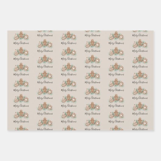 Merry Christmas Gingerbread Cookies Geschenkpapier Set (Vorderseite 2)